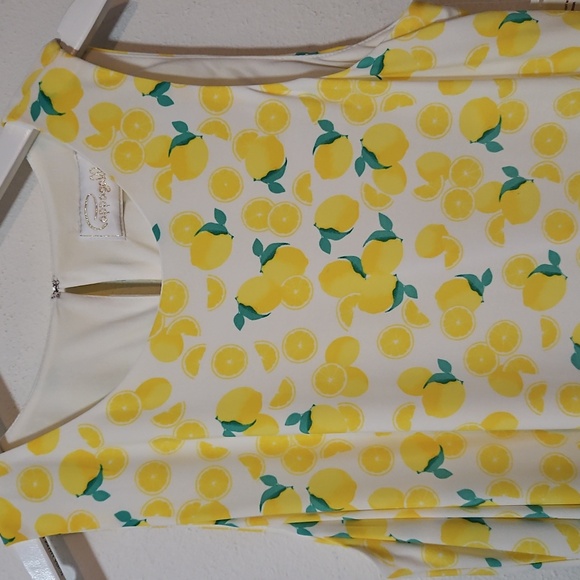 Pappagallo Lemon Print Dress Large - Picture 3 of 6